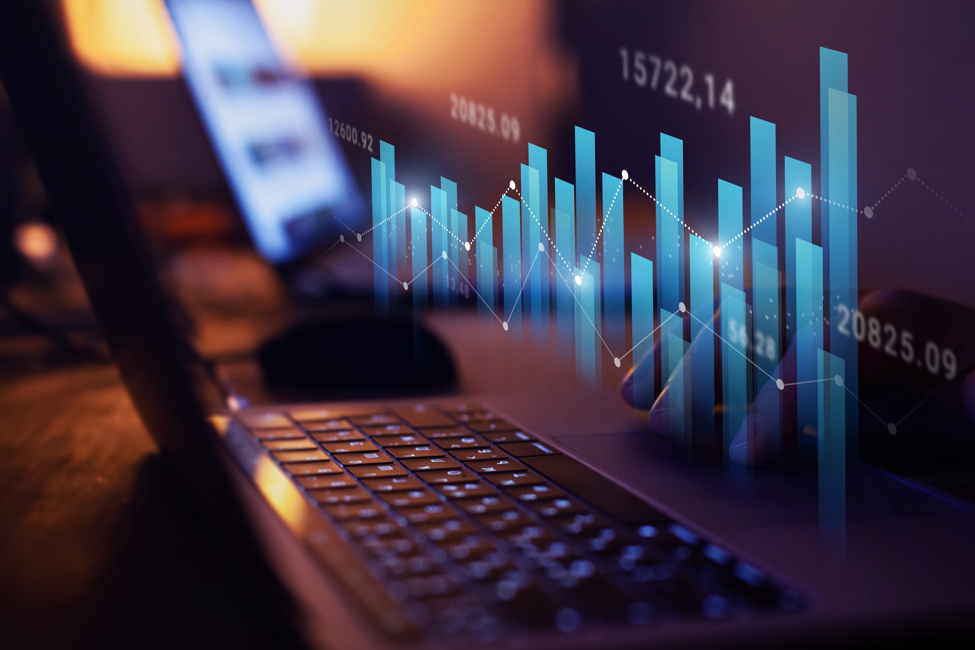 growth in business and finance, growing graphs and charts